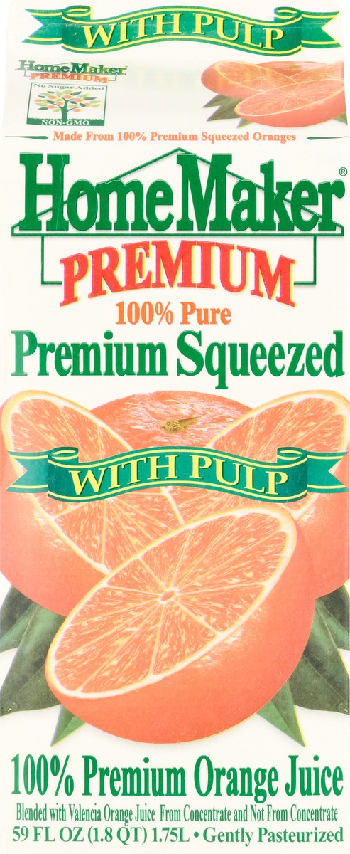 slide 6 of 13, HomeMaker Home Maker Pulp 100% Premium Orange Juice, 59 fl oz