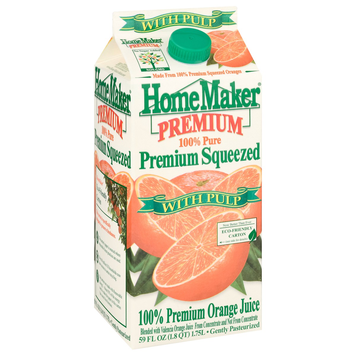 slide 8 of 13, HomeMaker Home Maker Pulp 100% Premium Orange Juice, 59 fl oz