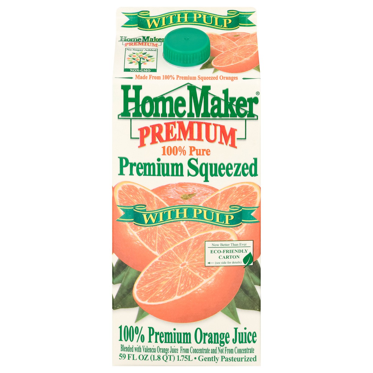 slide 1 of 13, HomeMaker Home Maker Pulp 100% Premium Orange Juice, 59 fl oz