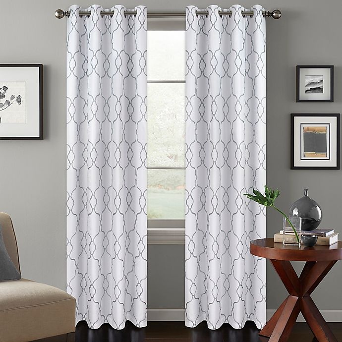 slide 1 of 2, Colordrift Mandy Grommet Top Room-Darkening Window Curtain Panel - White, 95 in