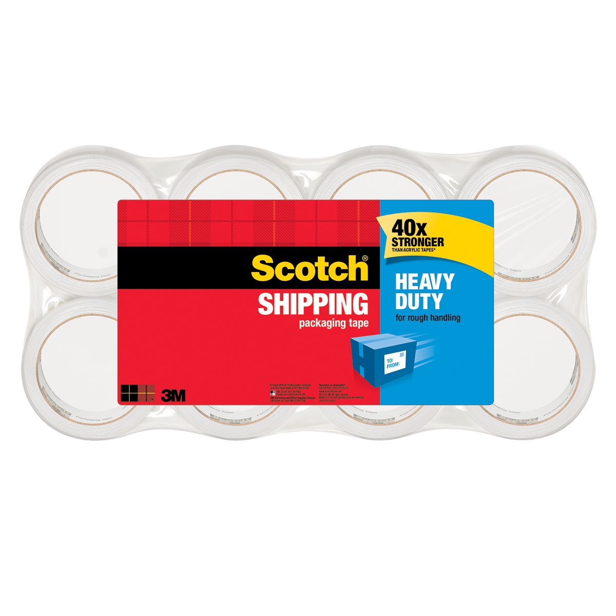 slide 1 of 1, 3M Scotch Heavy Duty Shipping-Packaging Tape, 8 ct