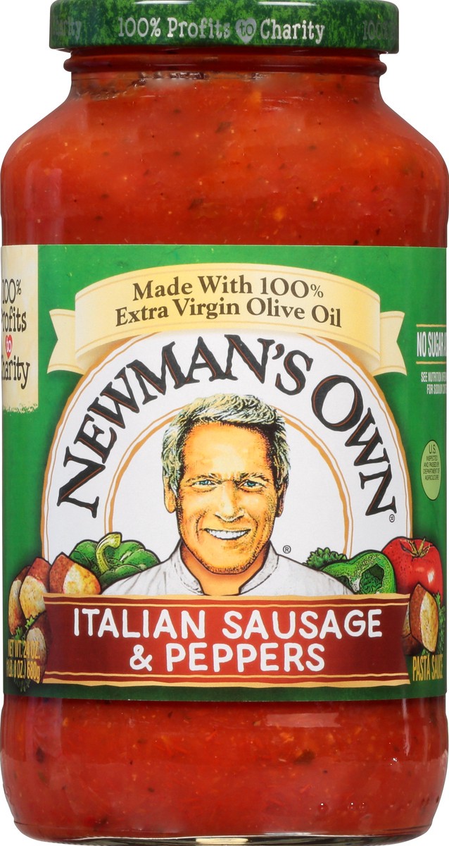 slide 3 of 13, Newman's Own Italian Sausage & Pepper Pasta Sauce 24 oz, 24 oz