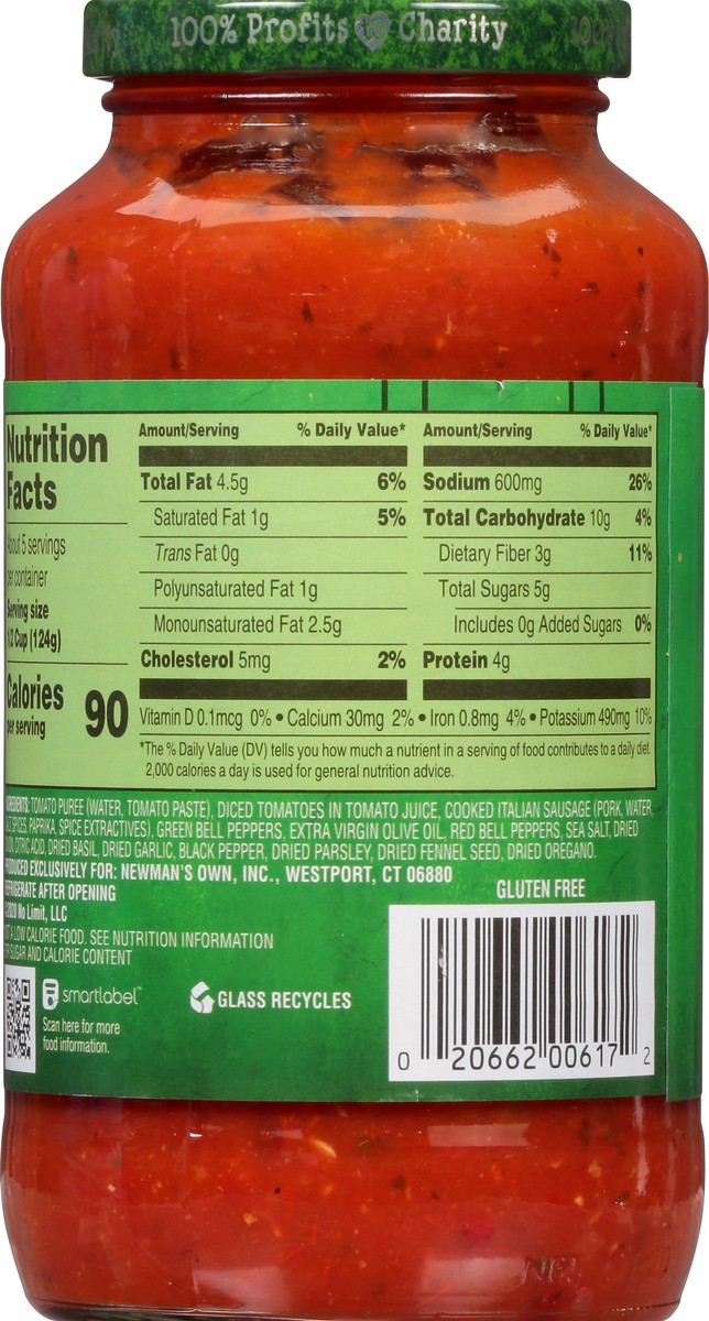 slide 13 of 13, Newman's Own Italian Sausage & Pepper Pasta Sauce 24 oz, 24 oz