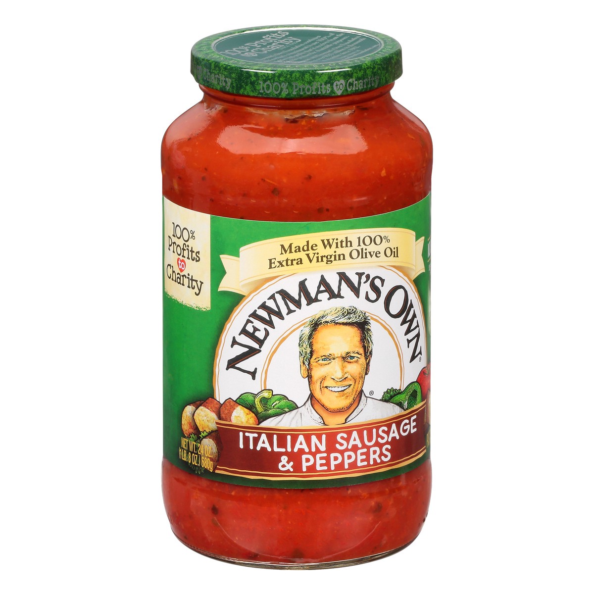 slide 4 of 13, Newman's Own Italian Sausage & Pepper Pasta Sauce 24 oz, 24 oz