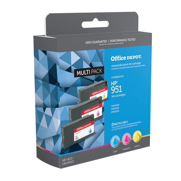 slide 1 of 3, Office Depot Brand Odhp951Clr Remanufactured Ink Cartridge Replacement For Hp 951 Cyan/Magenta/Yellow, 3 ct