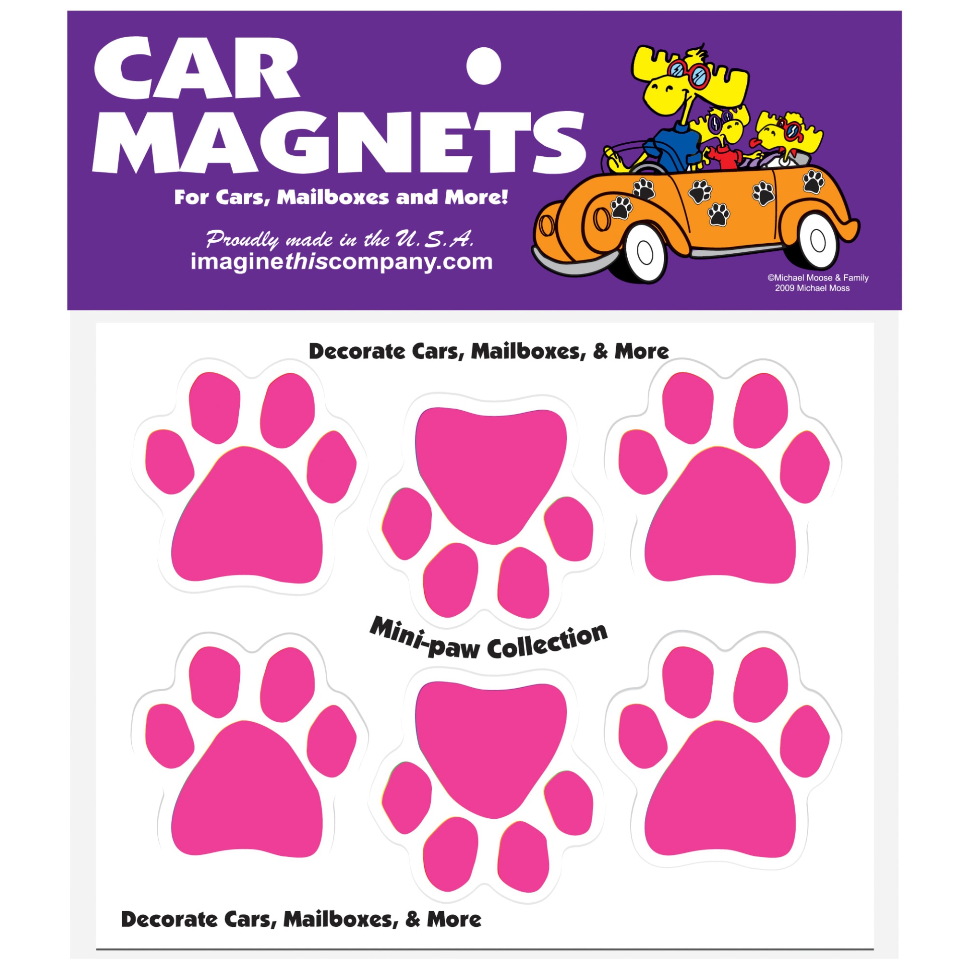 slide 1 of 1, Imagine This Magnet Mini Paws in Pink for Dogs, SM