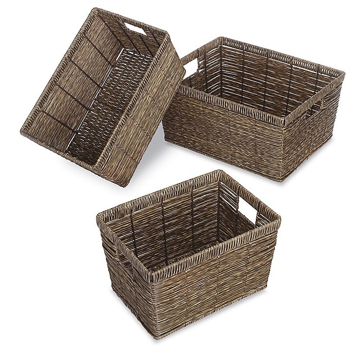 slide 1 of 1, Whitmor Rectangular Rattique Baskets, 3 ct