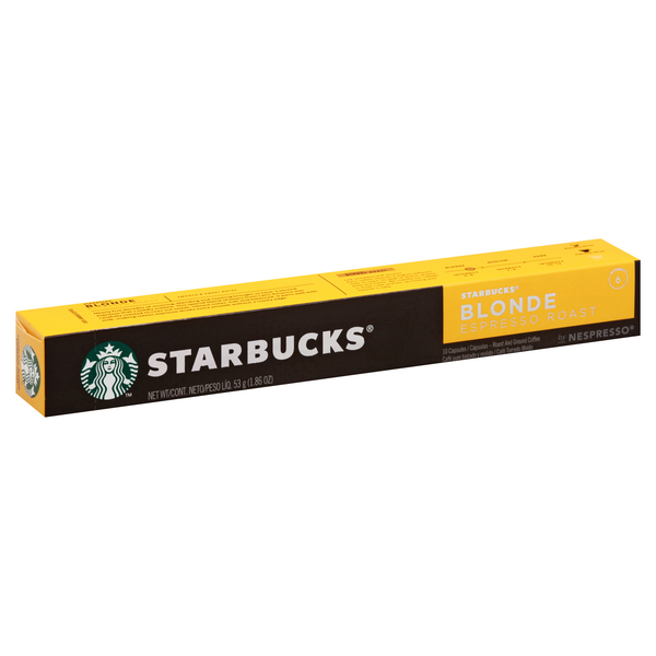 slide 1 of 1, Starbucks Nespresso Blonde Espresso Roast Ground Coffee 10 Ct Capsules, 1.86 oz