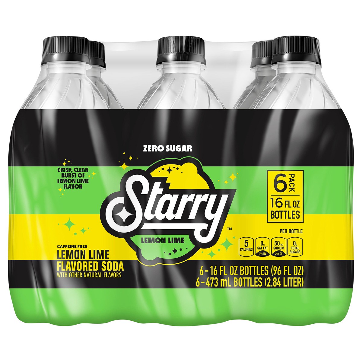 slide 1 of 5, Starry Soda, Zero Sugar, Lemon Lime- 6 ct, 6 ct