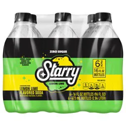 Starry Soda, Zero Sugar, Lemon Lime- 6 ct