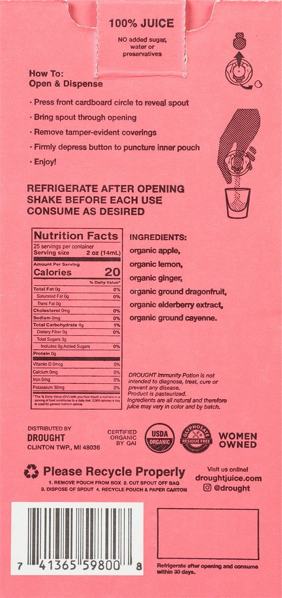 slide 10 of 11, DROUGHT Immunity Potion Cold-Pressed Organic Pink Juice - 50.72 fl oz, 50.72 fl oz