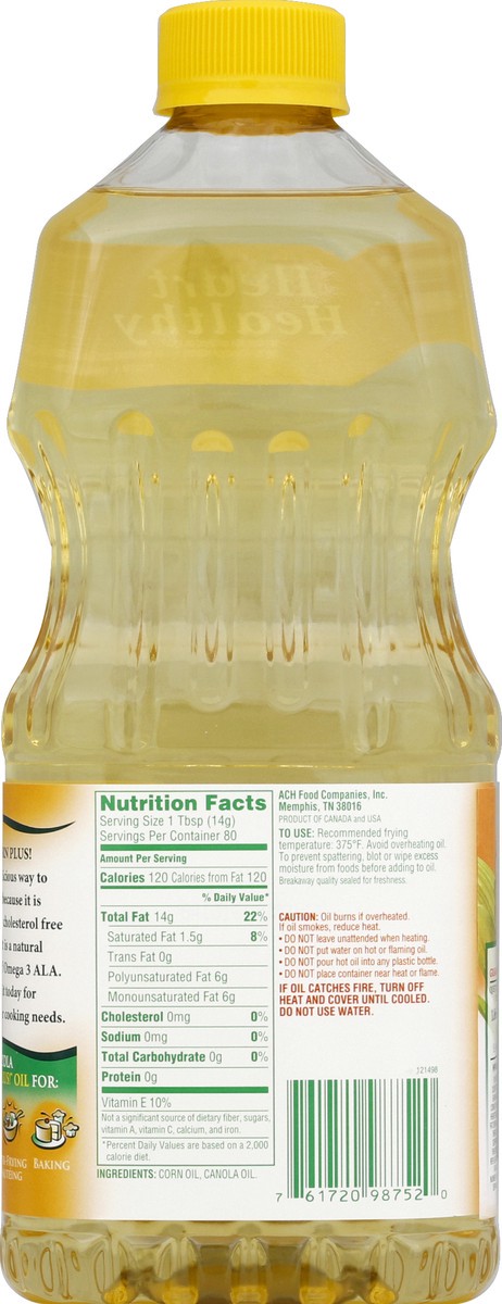 slide 7 of 7, Mazola Corn Canola Plus Oil, 40 fl oz