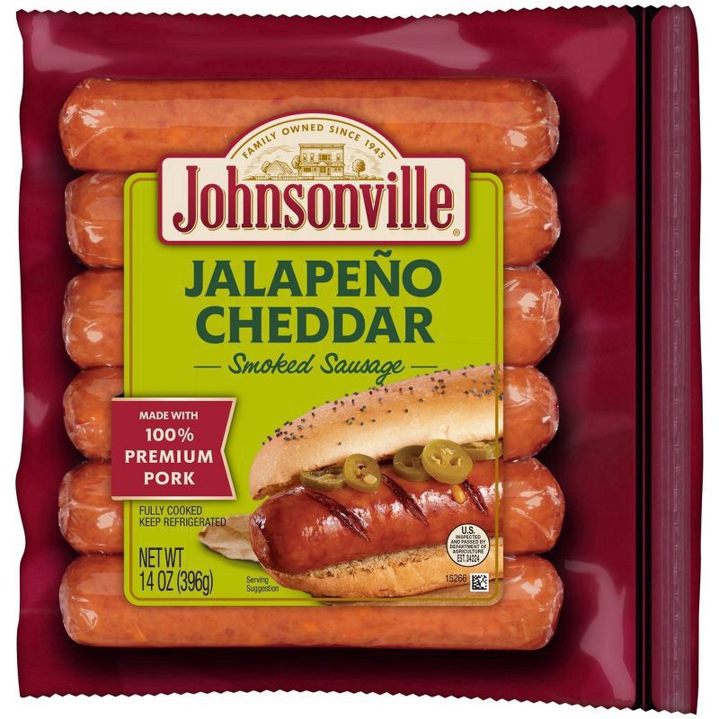 slide 1 of 13, Johnsonville Jalapeno Cheddar Smoked Sausages, 14 oz