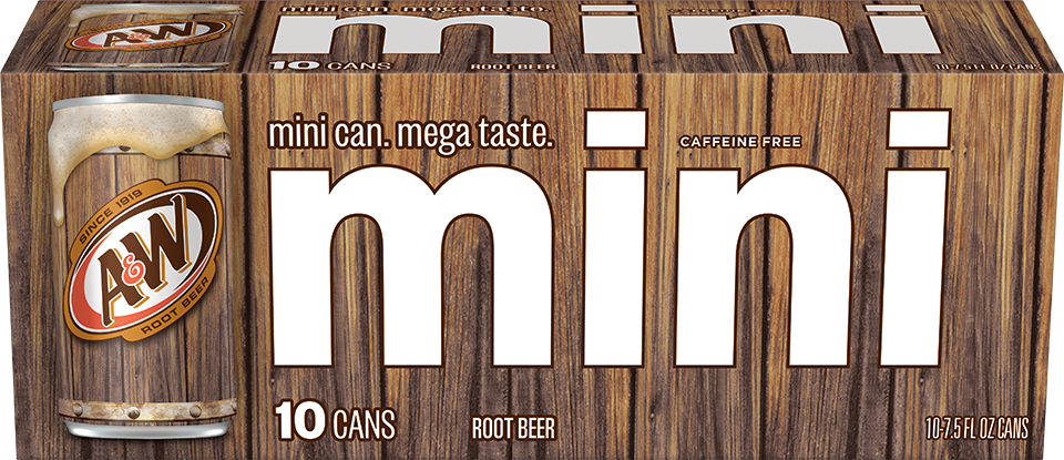 slide 5 of 5, A&W Root Beer Mini Cans,, 10 ct; 7.5 fl oz