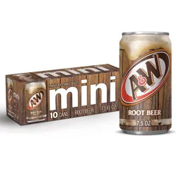 A&W Mini Root Beer Soda 10-7.5 fl oz Cans