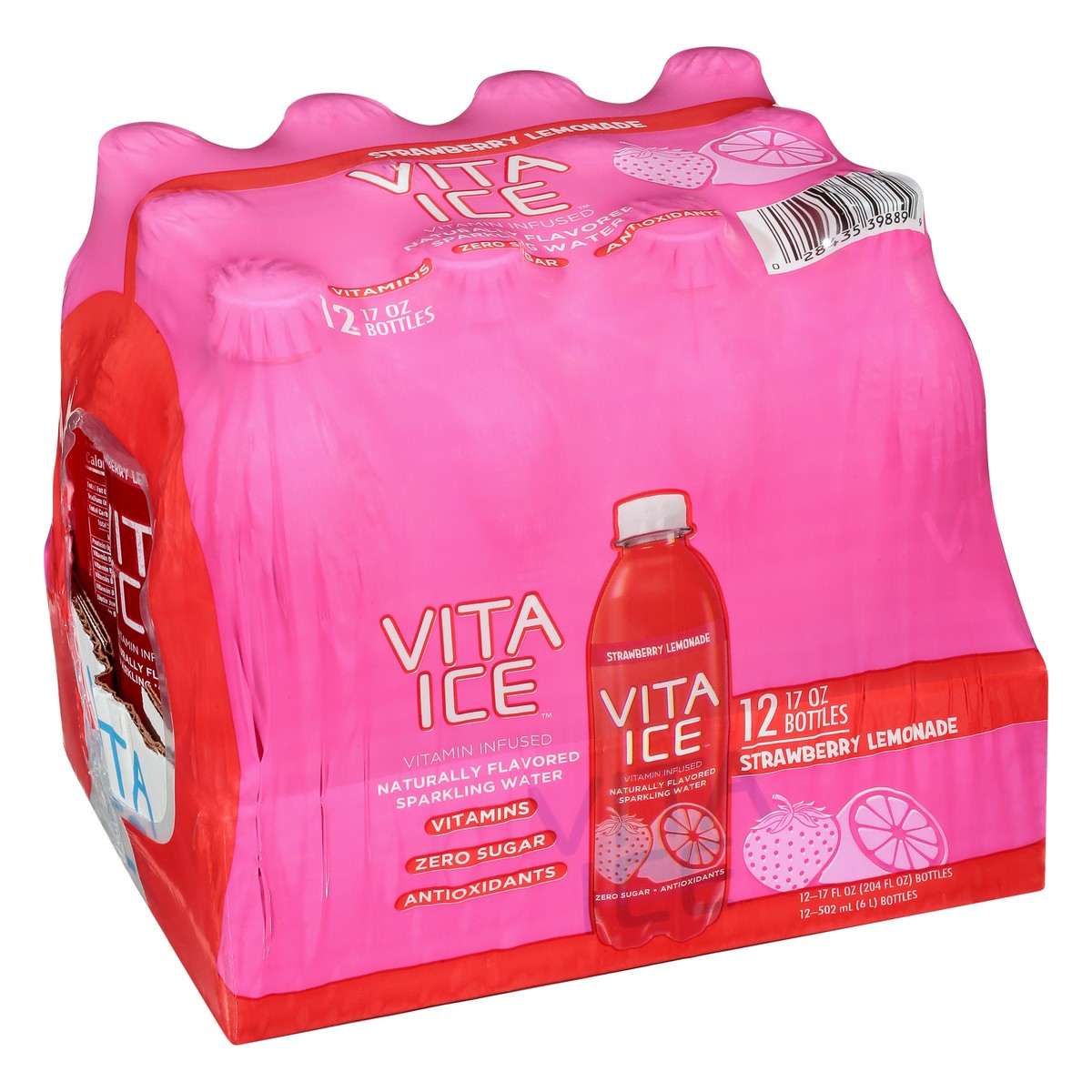 slide 2 of 13, Vita Ice 12 Pack Strawberry Lemonade Sparkling Water 12 ea - 12 ct, 12 ct