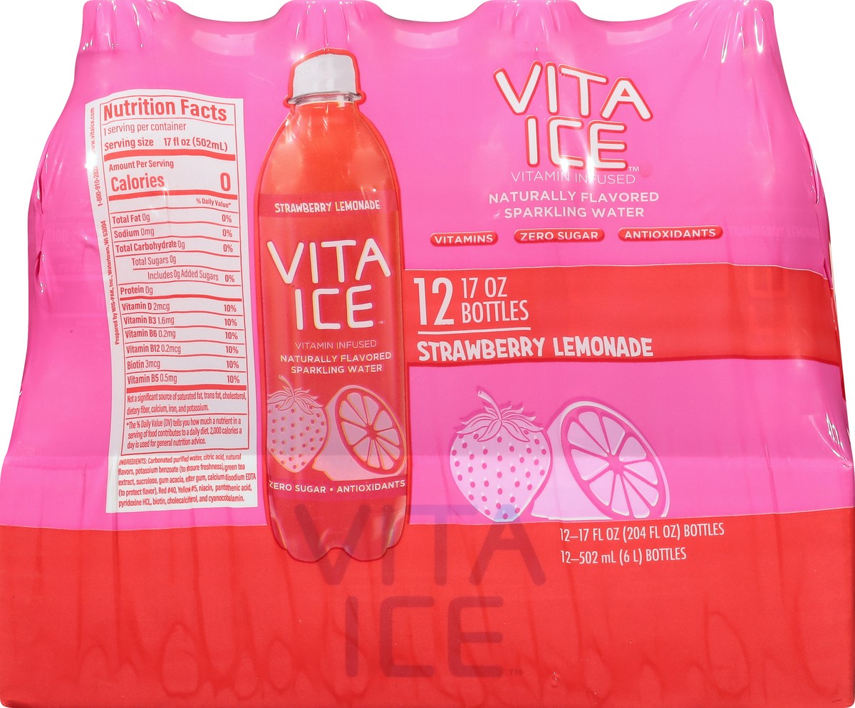 slide 12 of 13, Vita Ice 12 Pack Strawberry Lemonade Sparkling Water 12 ea - 12 ct, 12 ct