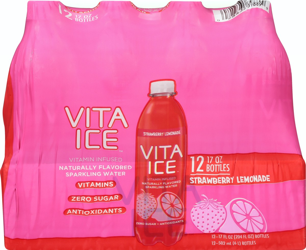 slide 1 of 13, Vita Ice 12 Pack Strawberry Lemonade Sparkling Water 12 ea - 12 ct, 12 ct