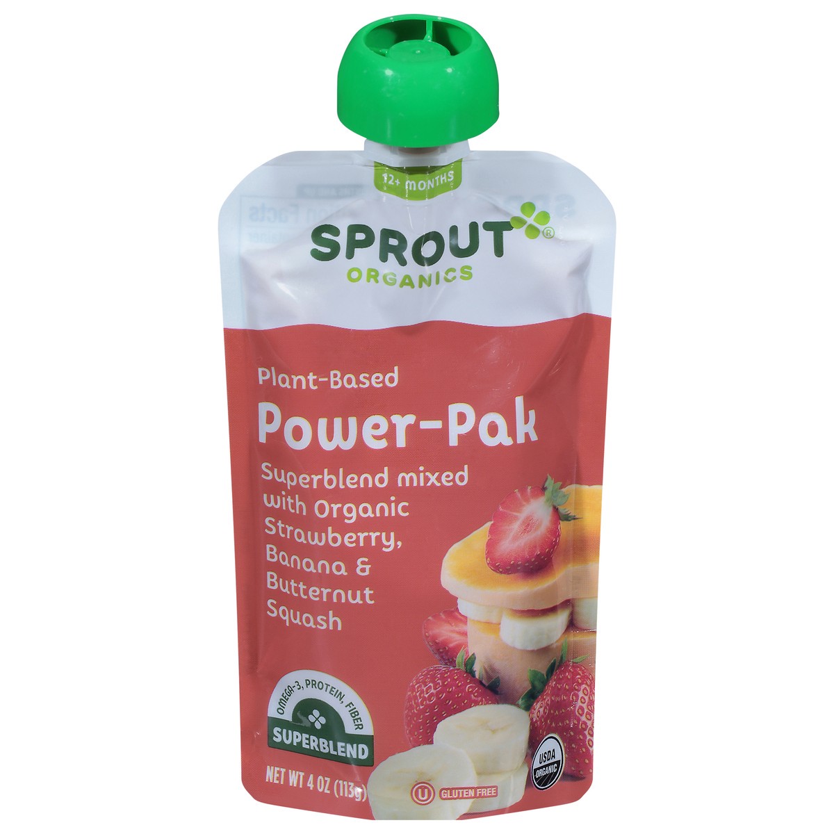 slide 1 of 9, Sprout Organics 12 Months Strawberry, Banana & Butternut Squash Power-Pak 4 oz, 4 oz