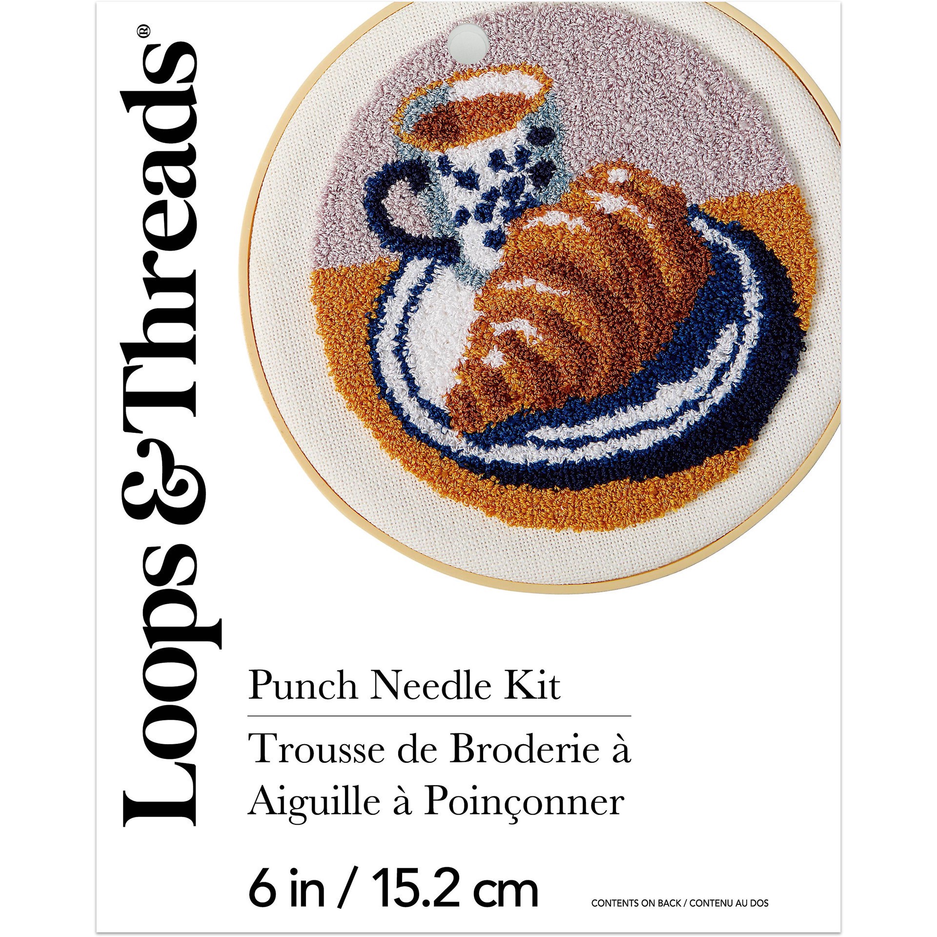 slide 2 of 4, 6" Croissant Punch Needle Kit With Hoop By Loops & Threads, 6 in