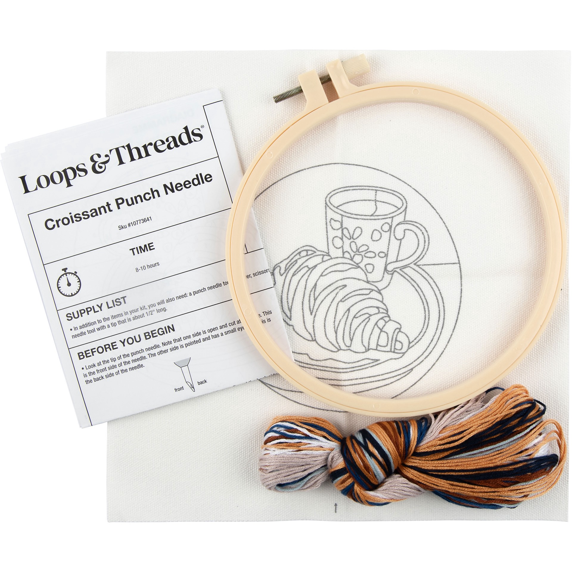 slide 3 of 4, 6" Croissant Punch Needle Kit With Hoop By Loops & Threads, 6 in