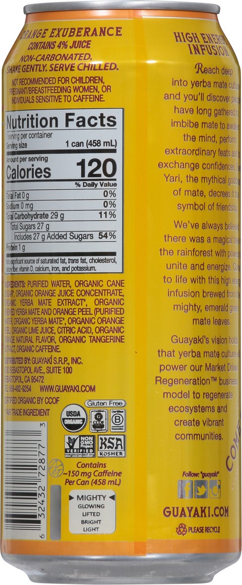 slide 7 of 9, Guayaki Organic Orange Exuberance Yerba Mate 15.5 fl oz, 15.50 fl oz