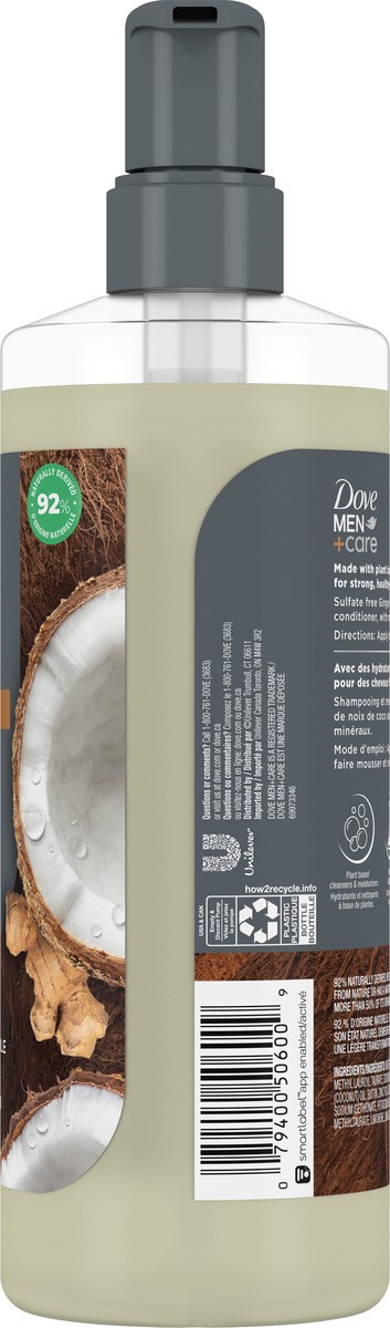 slide 4 of 11, Dove Men+Care 2-in-1 Shampoo + Conditioner Ginger & Coconut Oil 17.5 oz, 17.5 fl oz