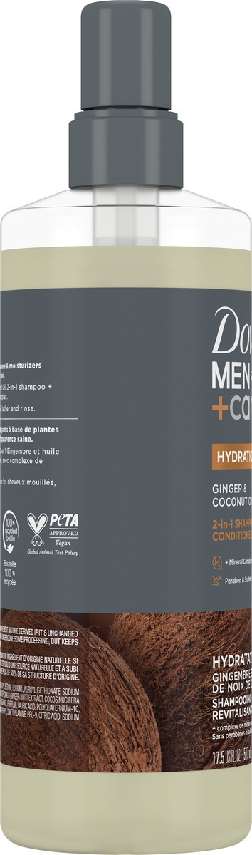 slide 5 of 11, Dove Men+Care 2-in-1 Shampoo + Conditioner Ginger & Coconut Oil 17.5 oz, 17.5 fl oz