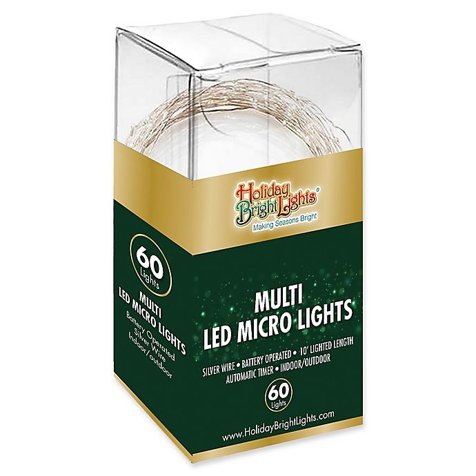 slide 1 of 1, Winter Wonderland Holiday Bright Lights 60-Light Battery-Operated Micro Light Set - Multicolor with Silver Wire, 1 ct