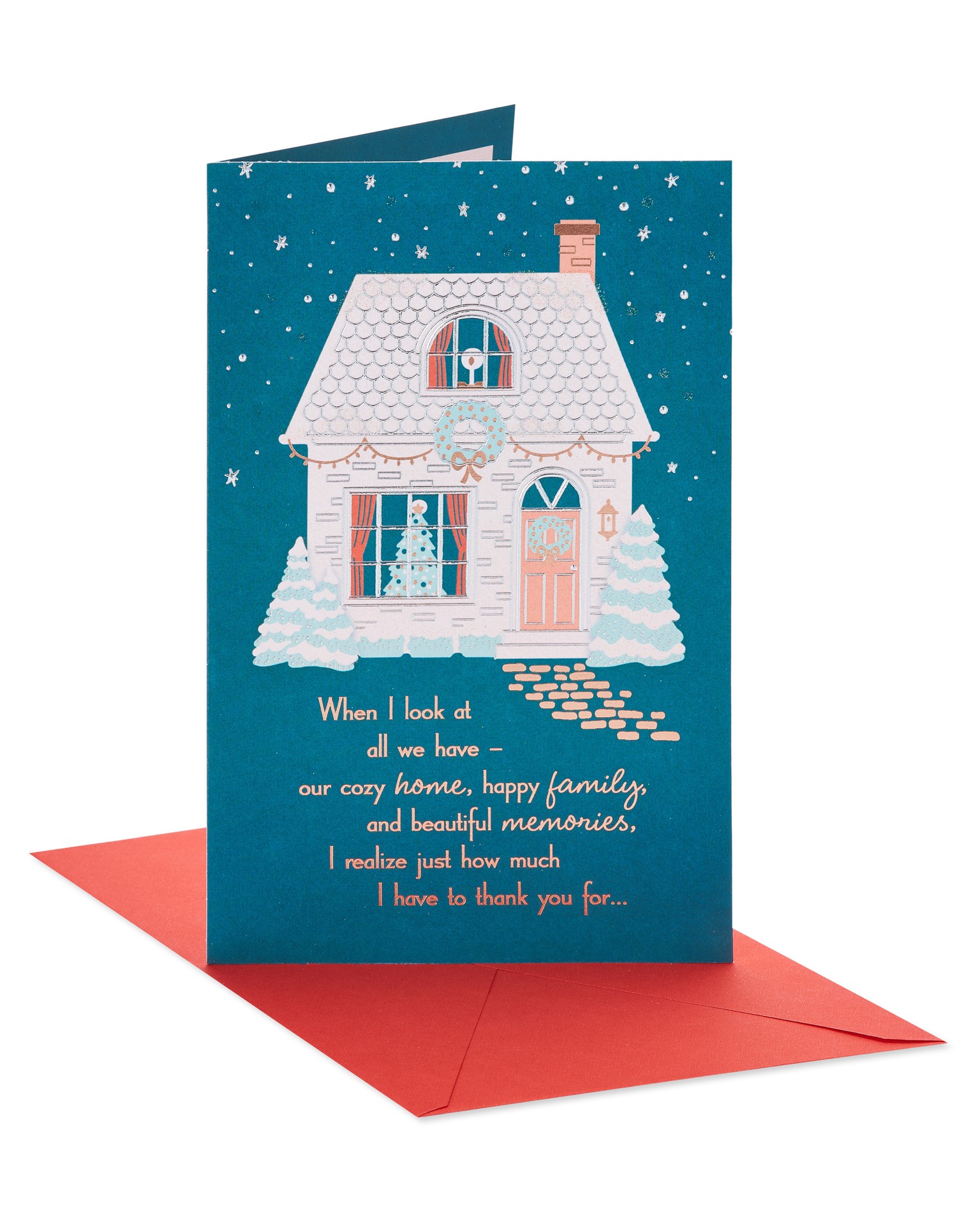 slide 1 of 9, American Greetings Don''t let Christmas pass without telling your wife how much she means to you. This charming Christmas card from American Greetings is the perfect way to let your wife know just how much you love and appreciate her. With colorful foil, a glossy design, and a beautifully heartfelt message, this card will make you wife''s holiday very happy. Make her smile with American Greetings., 1 ct