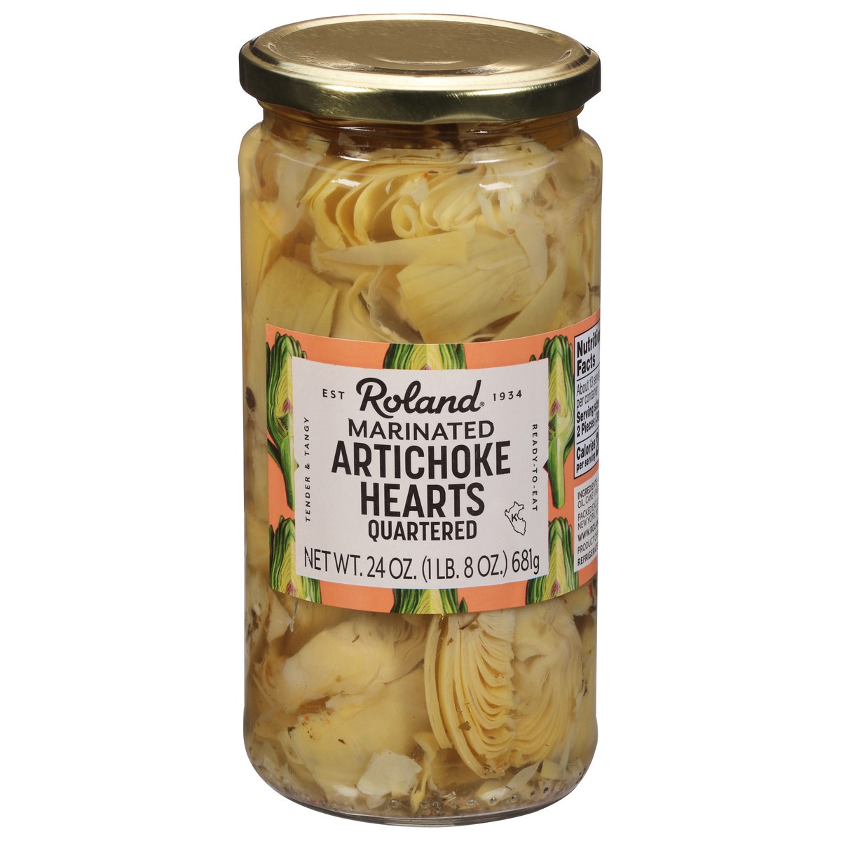 slide 1 of 2, Roland Marinated Quartered Artichoke Hearts 24 oz, 24 oz