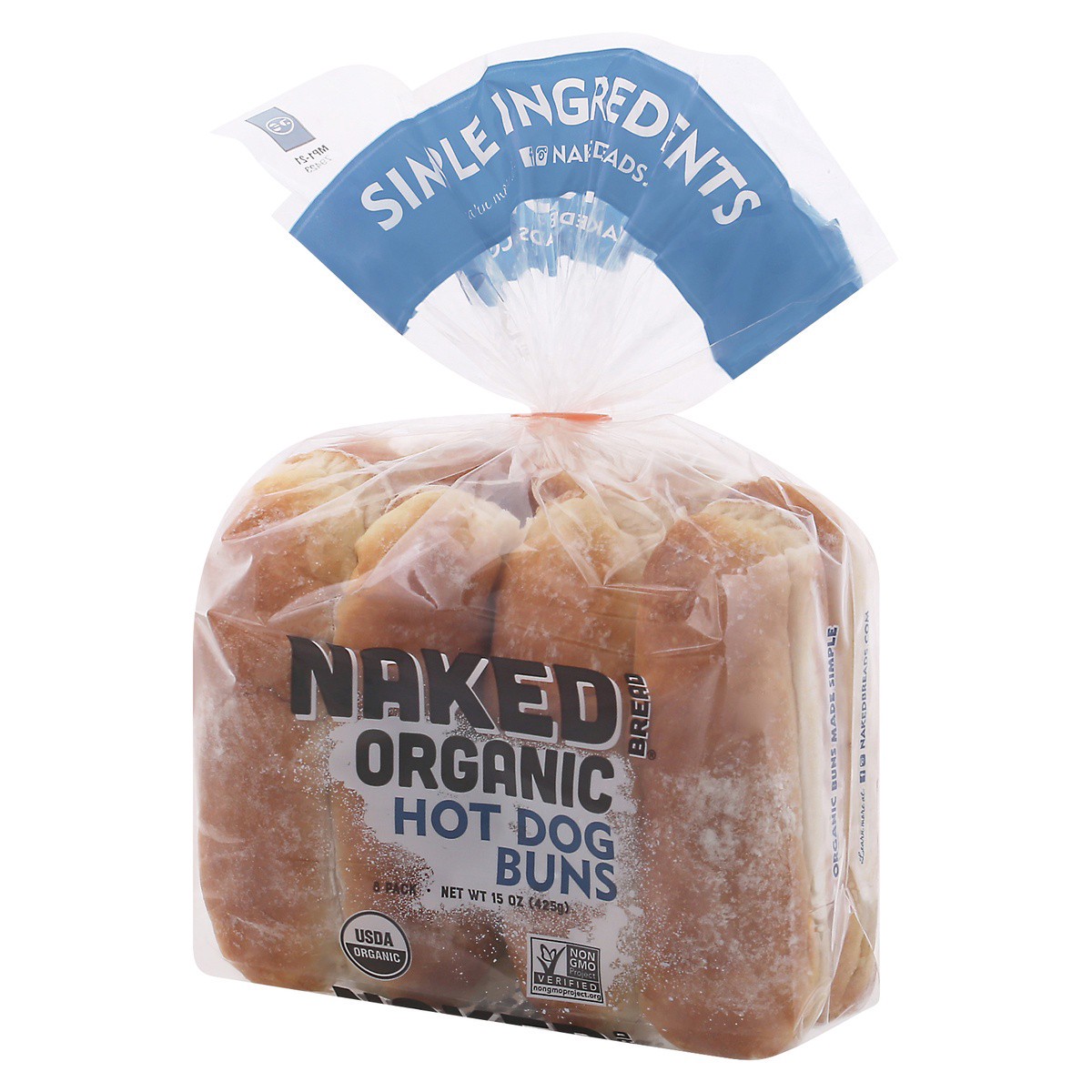 slide 9 of 9, Naked Bread Organic Hot Dog Buns 8 ea Bag, 8 ct