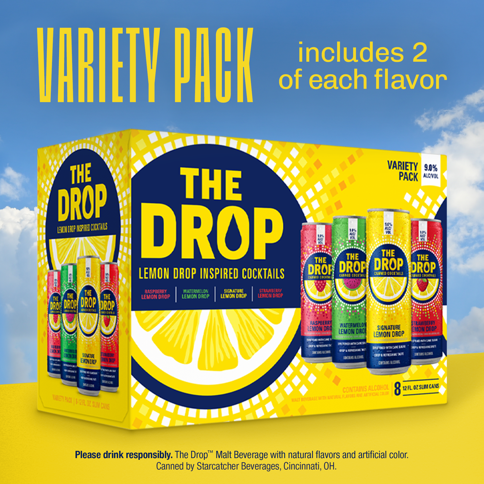 slide 5 of 8, The Drop Canned Cocktails Variety Pack, 8 pk 12 fl. oz. Cans, 9.0% ABV, 96 fl oz