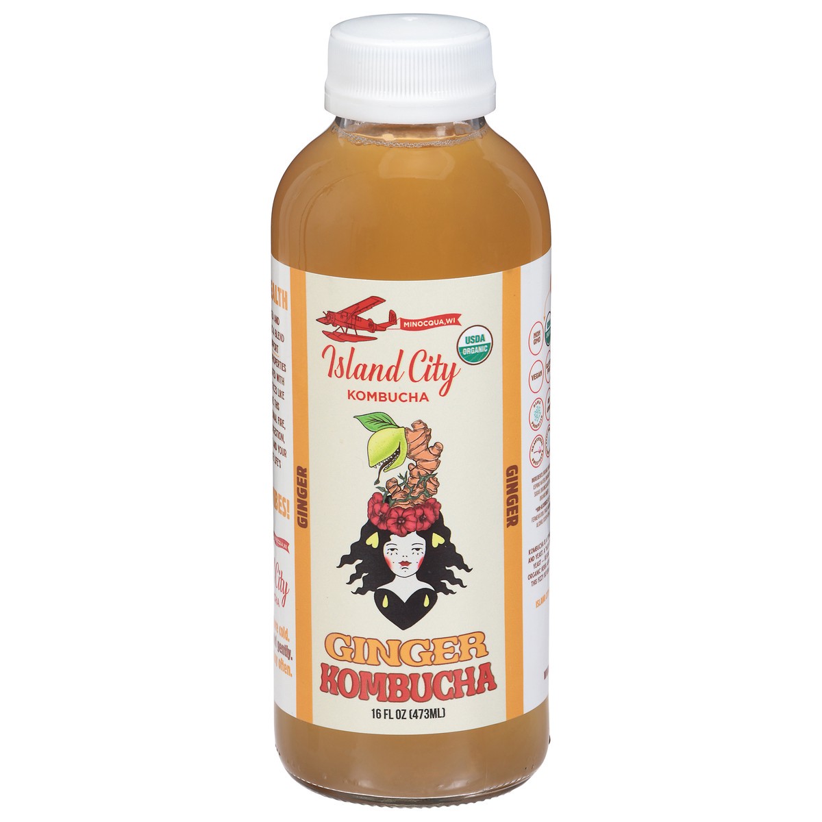 slide 1 of 9, Island City Kombucha Ginger Kombucha 16 fl oz, 16 fl oz