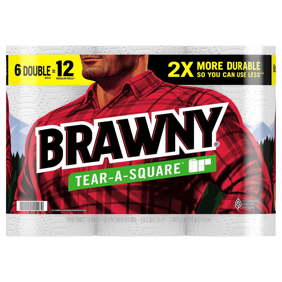 slide 4 of 9, Brawny Paper Towels, Tear-A-Square, 2-Ply, 6 ct