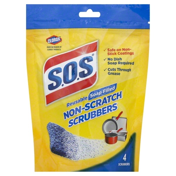 slide 1 of 2, Clorox S.O.S No Scratch Scrubbers, 4 ct