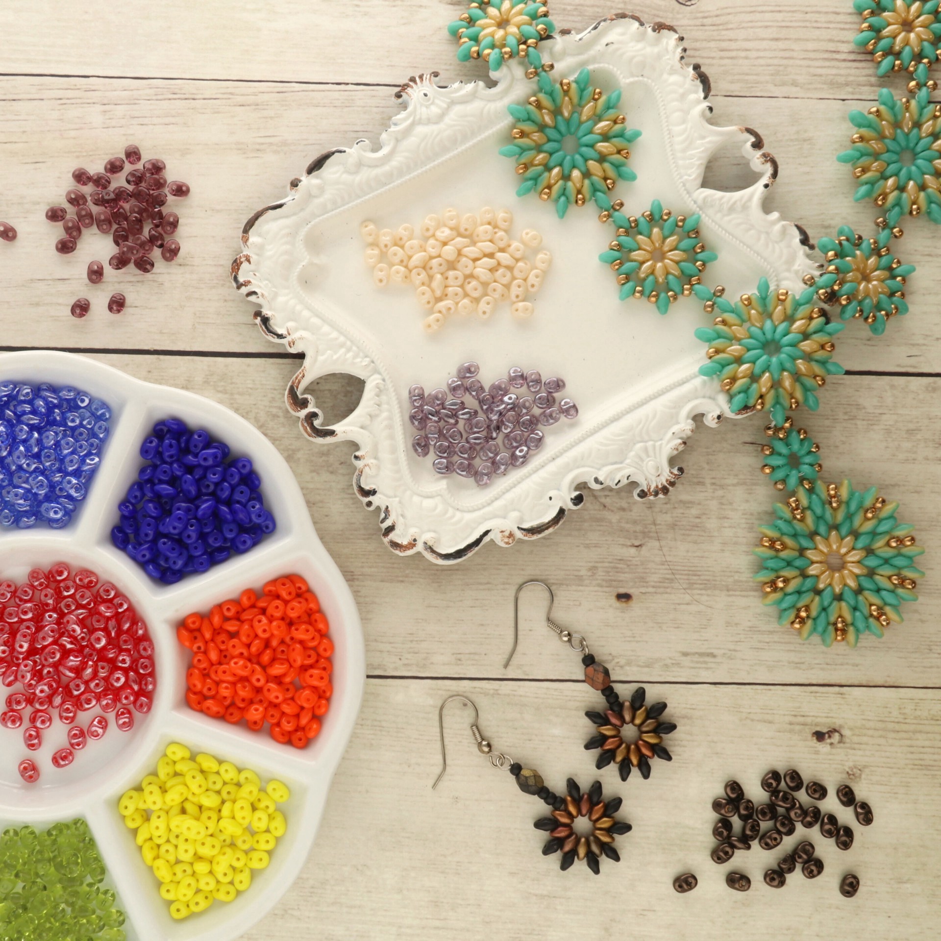 slide 5 of 5, Superduo Two-Hole Czech Glass Beads, 2.5mm x 5mm