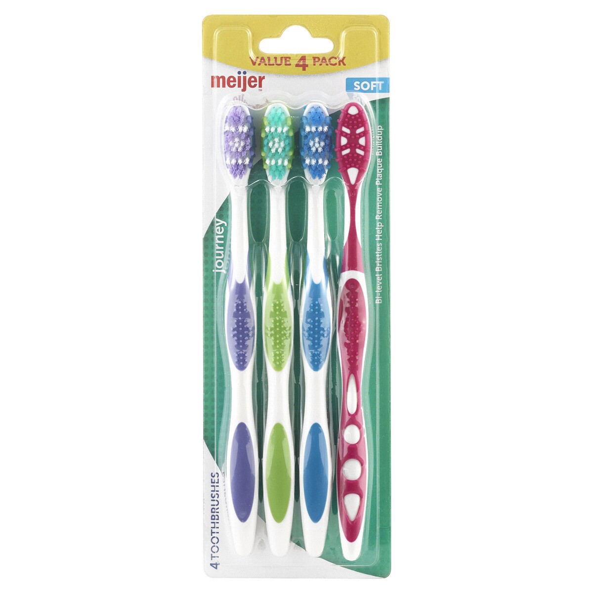 slide 1 of 5, Meijer Journey Toothbrushes Soft, 4 ct