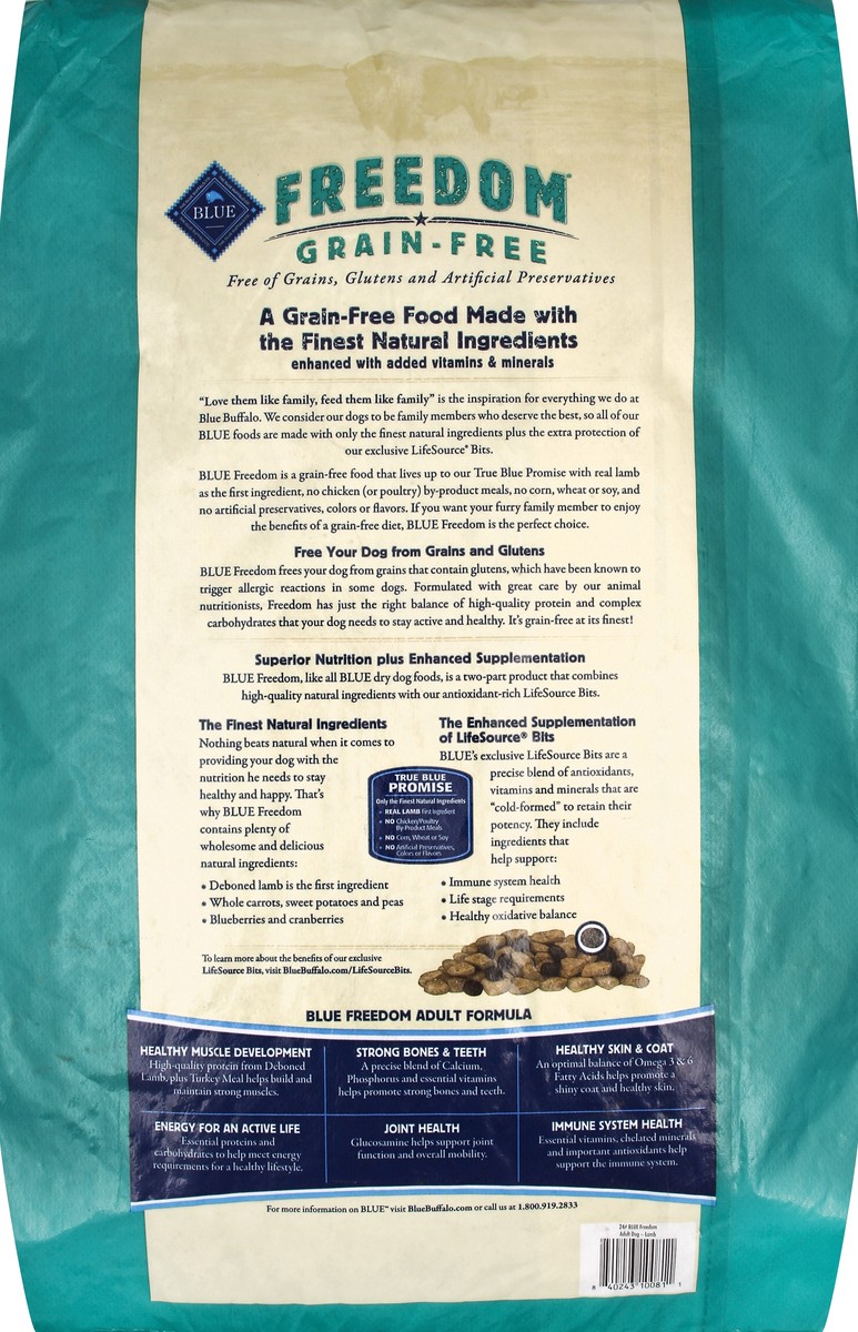 slide 5 of 6, Blue Buffalo Freedom Grain Free Natural Adult Dry Dog Food, Lamb 24-lb, 24 lb