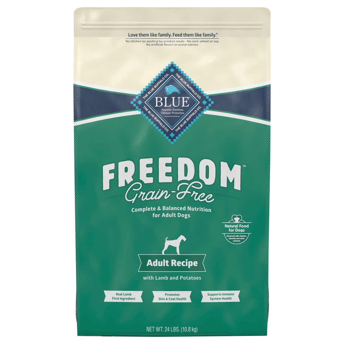 slide 1 of 6, Blue Buffalo Freedom Grain Free Natural Adult Dry Dog Food, Lamb 24-lb, 24 lb