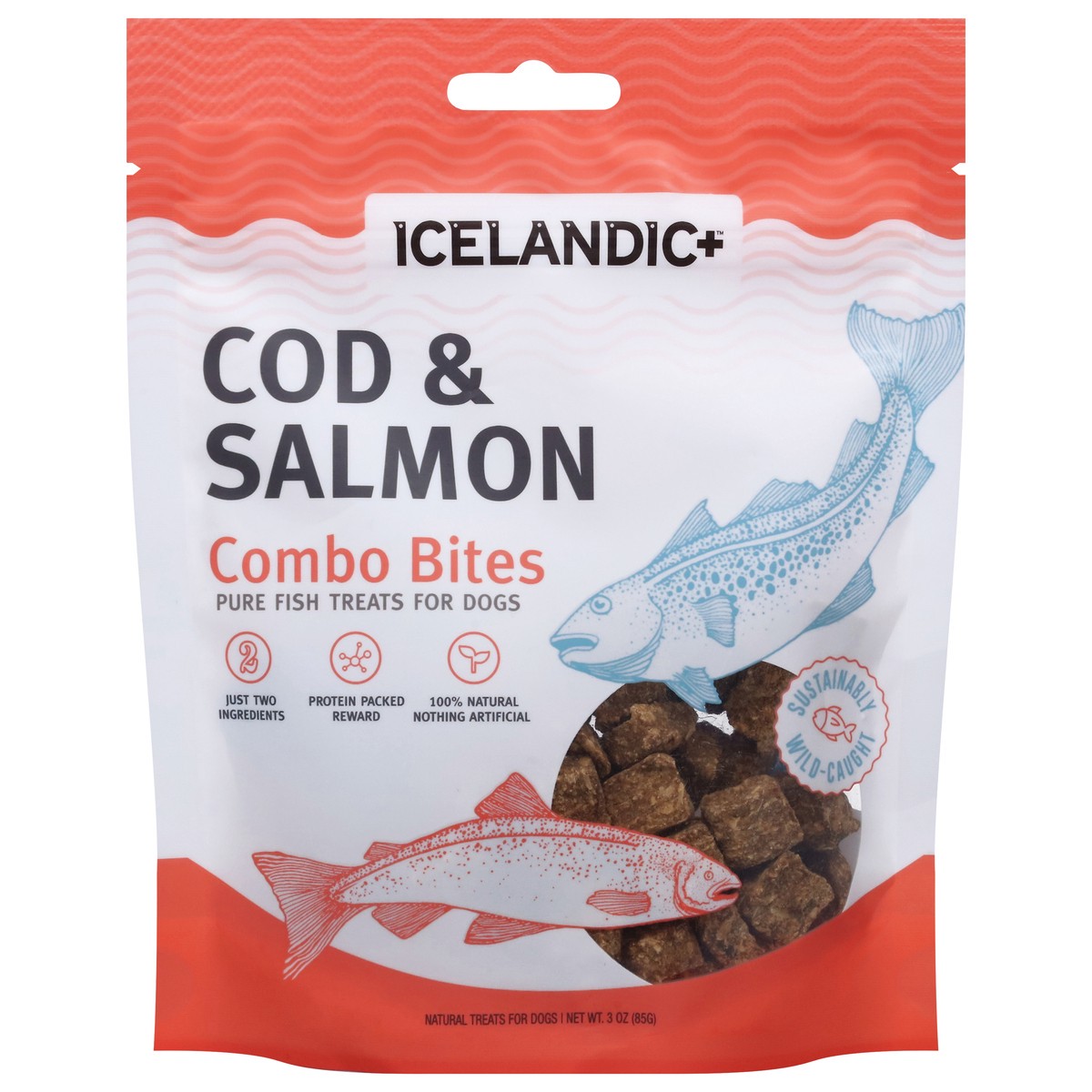 slide 2 of 4, Icelandic+ Combo Bites Pure Fish Cod & Salmon Treats for Dogs 3 oz, 3 oz