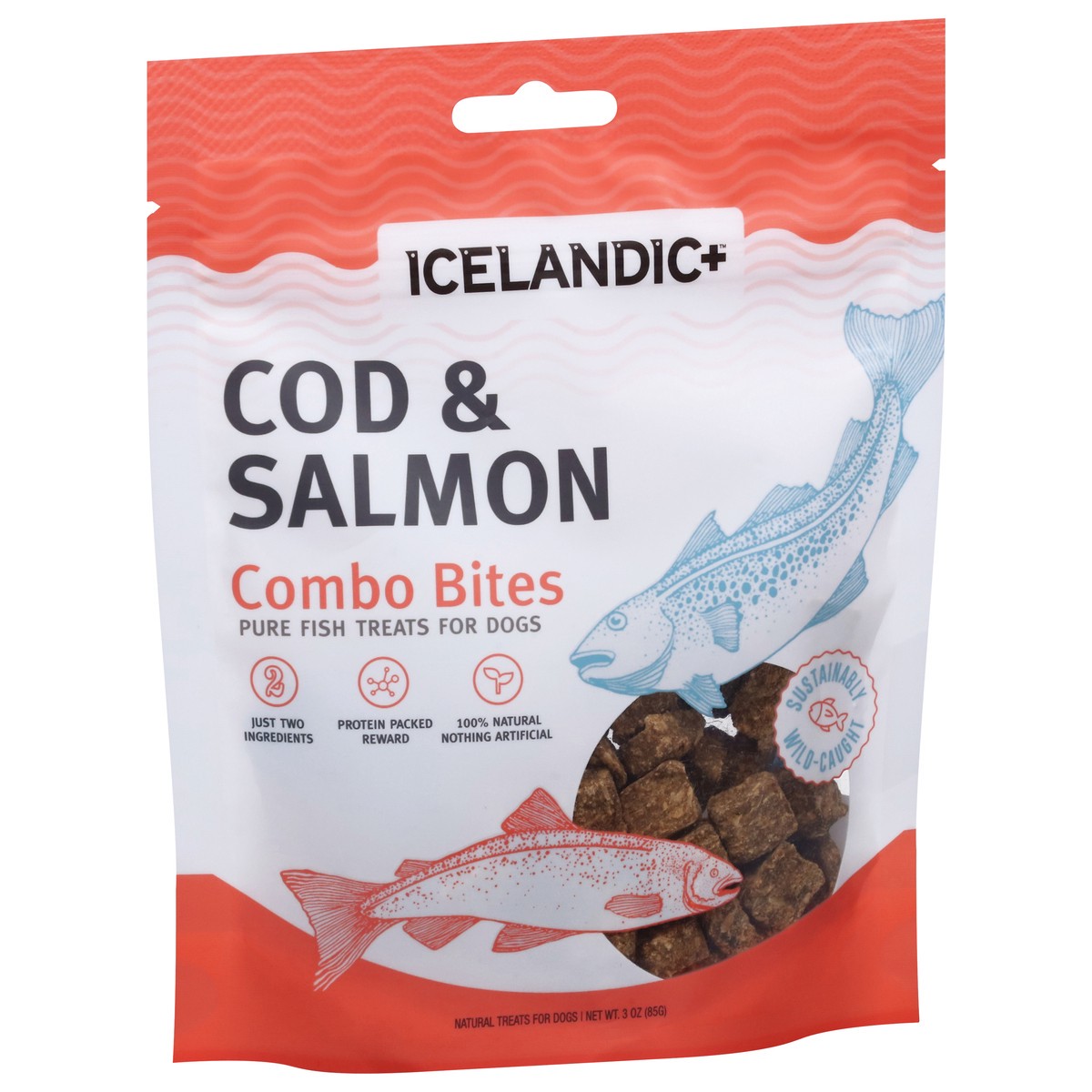 slide 3 of 4, Icelandic+ Combo Bites Pure Fish Cod & Salmon Treats for Dogs 3 oz, 3 oz