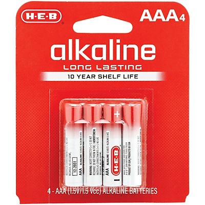 slide 1 of 1, H-E-B Pro+ Alkaline AAA Batteries, 4 ct