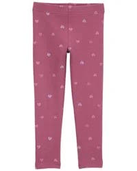 Oshkosh Baby Heart Print Stretch Leggings Maroon 12M