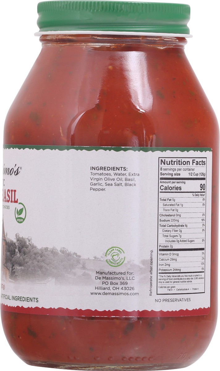 slide 5 of 9, De Massimo's Demassimo's Authentic Tomato Basil Pasta Sauce - 32 oz, 32 oz