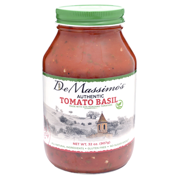 slide 1 of 1, De Massimo's Authentic Tomato Basil Sauce, 32 oz