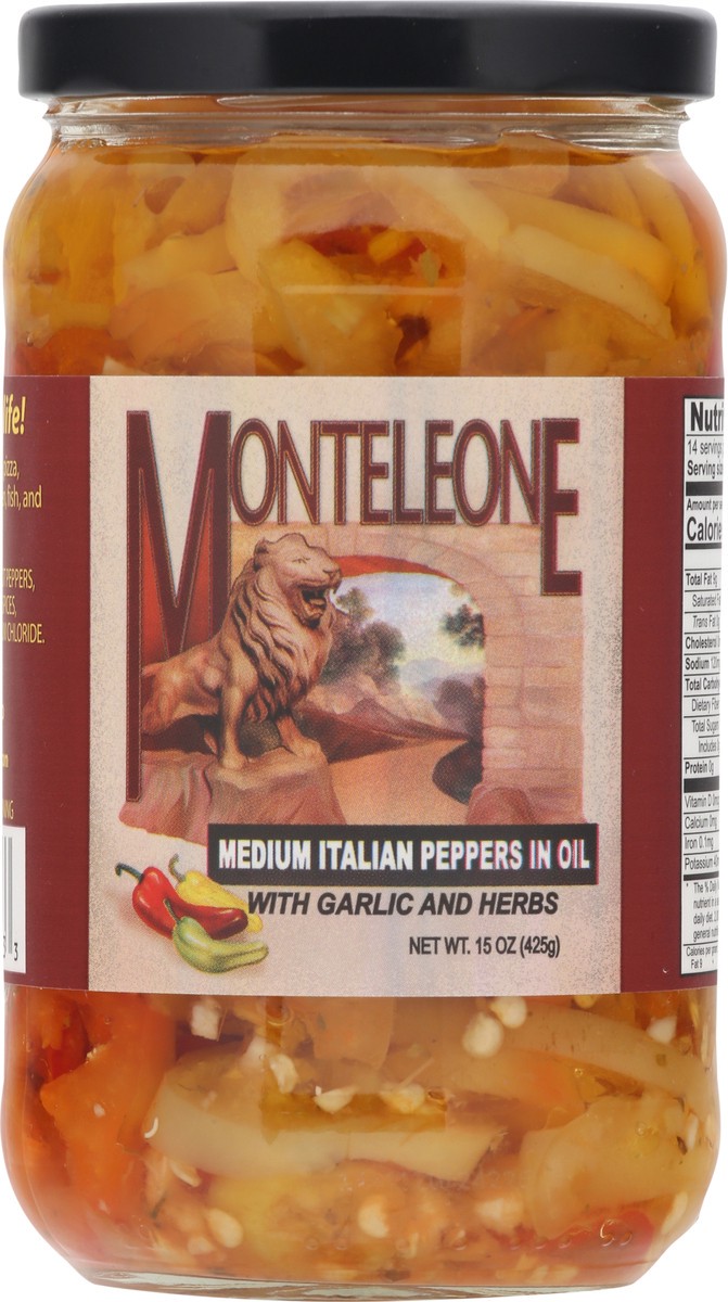slide 3 of 14, Monteleone Medium Italian Peppers in Oil with Garlic and Herbs 15 oz, 15 oz
