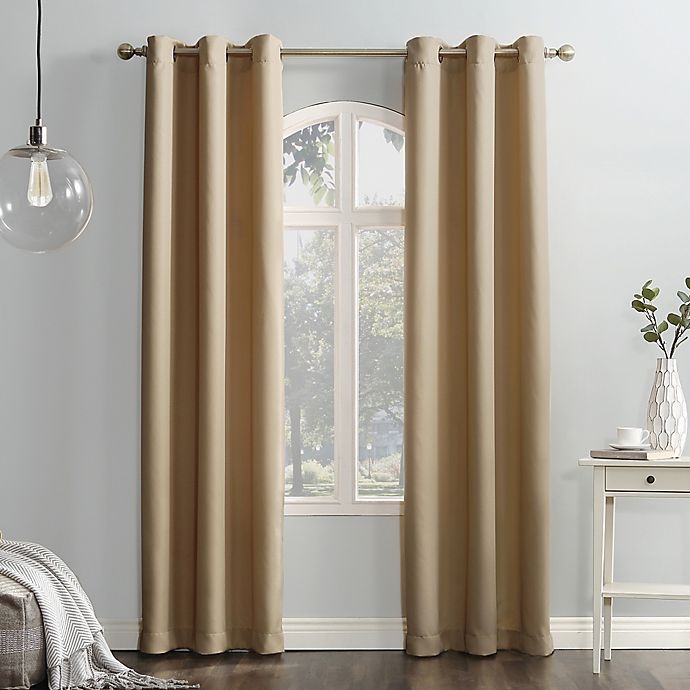 slide 1 of 4, No. 918 No.918 Montego Textured Grommet Semi Sheer Window Curtain Panel - Taupe, 95 in