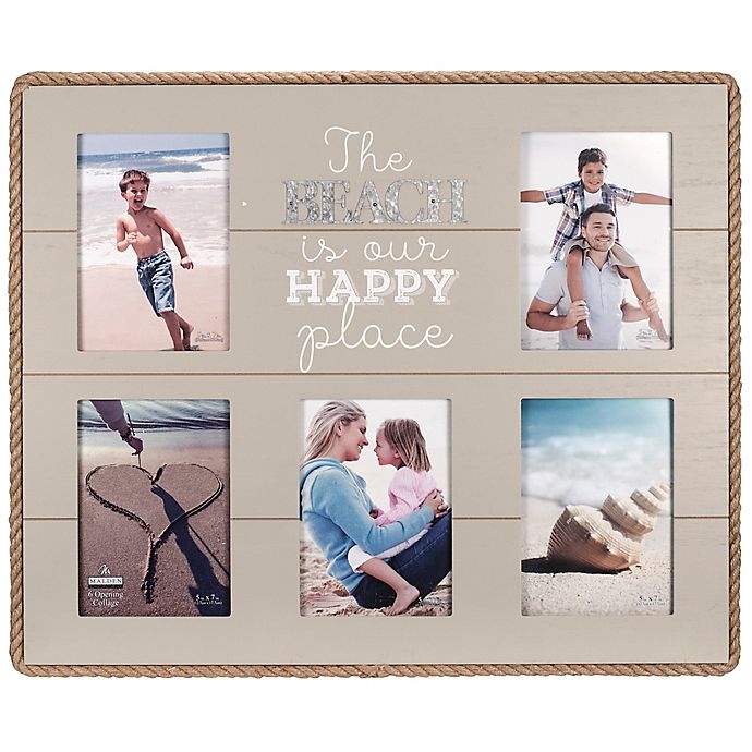 slide 1 of 1, Malden Maiden Beach Happy Rope-Lined 5-Clip Photo Frame - Turquoise, 1 ct