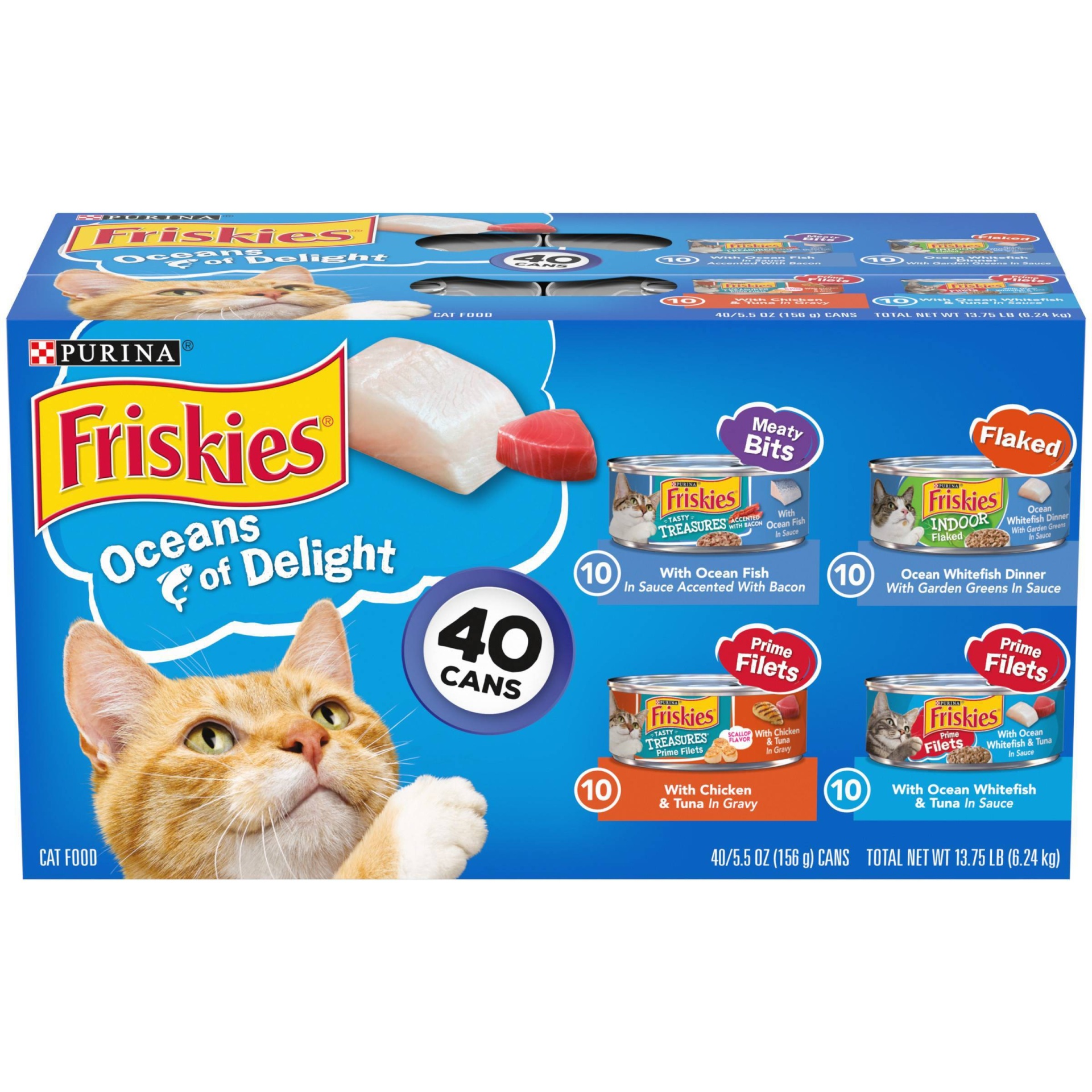 slide 1 of 1, Friskies Oceans of Delight Wet Cat Food Variety Pack, 40 ct; 5.5 oz